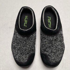 Kuru Black Gray Slippers Cozy Knit Suede Womens 10 Mules Winter Slip On Comfort